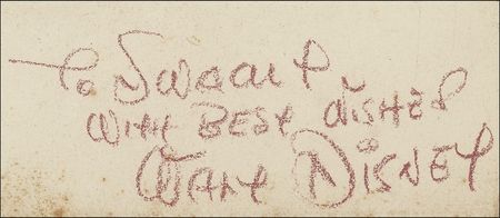 Lot #697 Walt Disney: The Great Imagineer signs an original portrait for a “Swamy” - Image 2