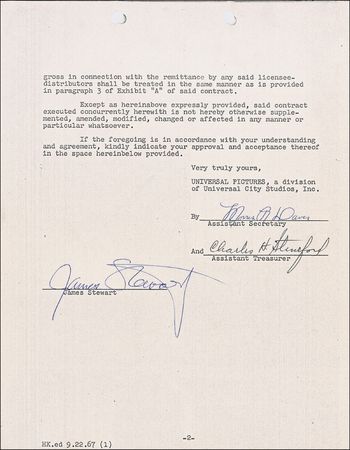 Lot #1116 James Stewart: Elwood P. Dowd agrees to a broadcast of Harvey - Image 1