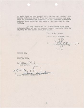 Lot #905 Frank Sinatra Signed Document - Image 2
