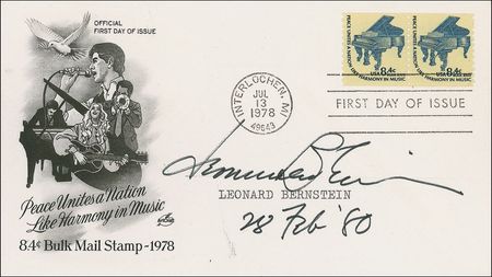 Lot #805 Leonard Bernstein Photograph and First Day Cover - Image 2