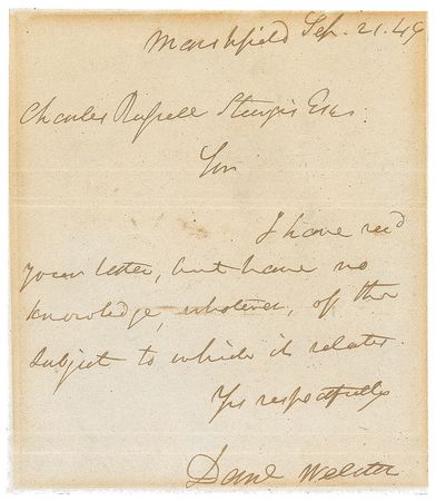 Lot #394 Daniel Webster Handwritten Letter Signed - Image 1