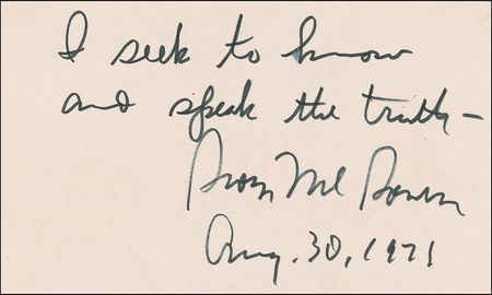 Lot #325 George McGovern: The Democrat quotes his 1971 announcement speech: ?I seek to know and speak the truth? - Image 2