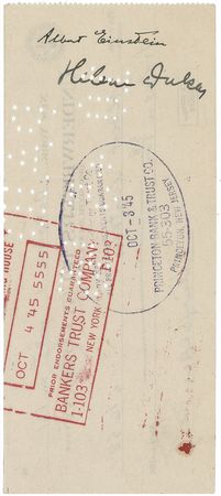 Lot #261 Albert Einstein: Rare check from the year of Hiroshima and Nagasaki - Image 2