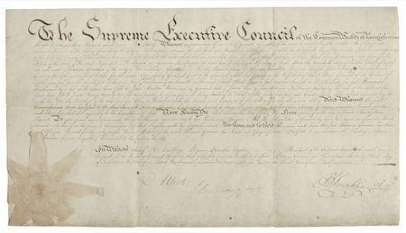 Lot #293 Benjamin Franklin: Recently returning home after serving a lengthy ambassadorship, President Franklin grants a parcel of land for the site of a former Philadelphia jail - Image 1