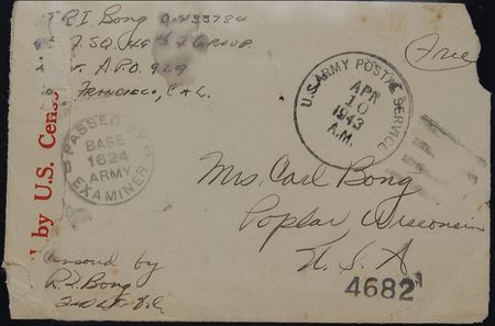 Lot #417 Richard Bong: Twice signed free frank from the Ace of Aces - Image 2