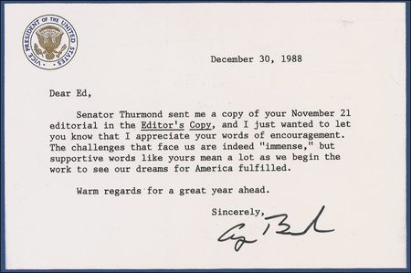 Lot #9 George Bush Typed Letter Signed