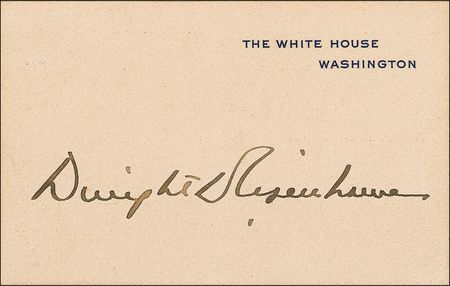 Lot #37 Dwight D. Eisenhower: Rare Eisenhower White House card with provenance from Ike’s secretary - Image 1