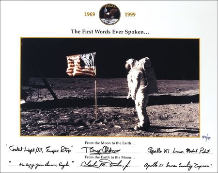 Lot #498 Apollo 11: Aldrin and Duke First Words Spoken Ltd Edition Print - Image 1