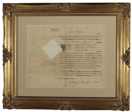 Lot #63 William Henry Harrison: A rare military commission featuring a beautiful signature of the famous Indian fighter while serving in the Northwest Territory - Image 1