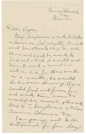 Lot #466 George S. Patton: Old Blood and Guts inquires about travel arrangements for his superior six months before hunting Pancho Villa - Image 1