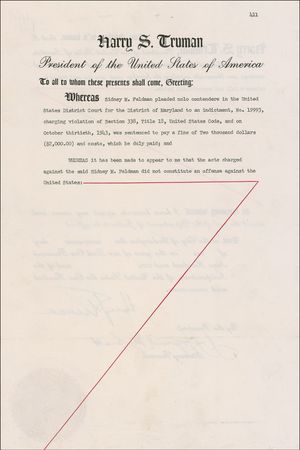 Lot #184 Harry S. Truman: Presidential pardon for mail fraud - Image 2