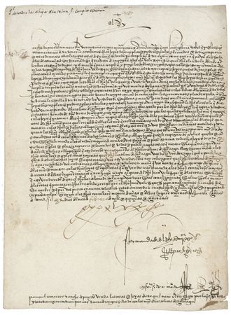 Lot #287 Ferdinand and Isabella: Columbus’ patrons sign royal correspondence - Image 1