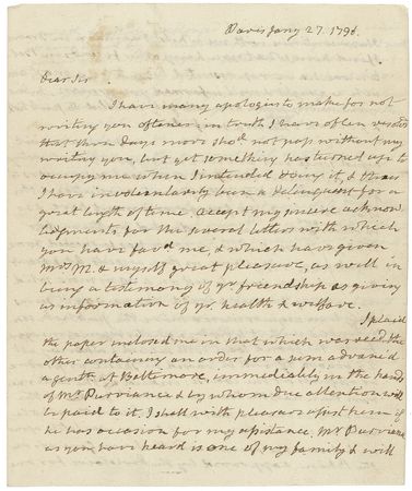 Lot #115 James Monroe: Serving as minister to France, Madison provides an eyewitness account of the French Revolution - Image 1