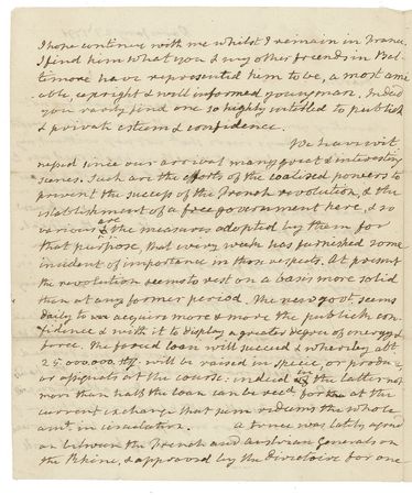 Lot #115 James Monroe: Serving as minister to France, Madison provides an eyewitness account of the French Revolution - Image 2