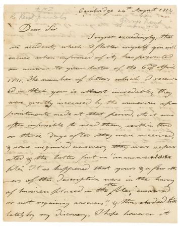 Lot #248 Declaration of Independence: Elbridge Gerry: Years after the Revolution, a Founding Father and former spy honors his oath ?not to divulge the names of the secret agents you refer to? - Image 1