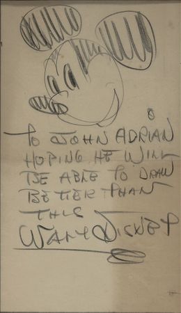 Lot #741 Walt Disney: Walt pencils a rare sketch of Mickey Mouse, hoping its recipient “will be able to draw better than this” - Image 2