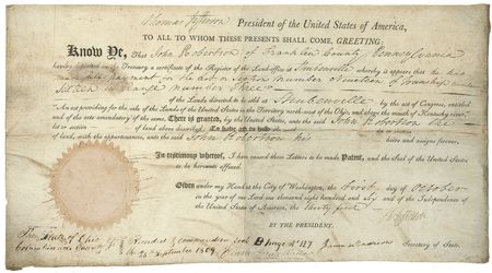 Lot #76 Thomas Jefferson and James Madison: With Britain defeated, America repays a veteran for his military service - Image 1