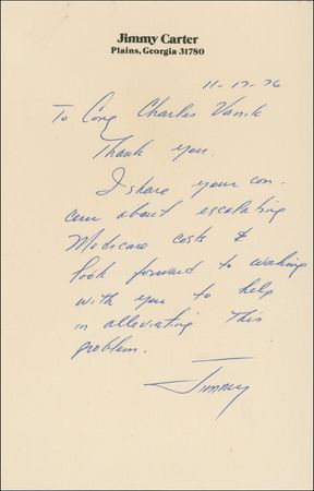 Lot #15 Jimmy Carter: “I share your concern about