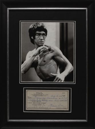 Lot #1107 Bruce Lee: Counting down the days until his debut as Kato, the Green Hornet star writes a personal check - Image 1