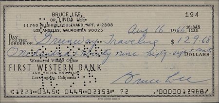 Lot #1107 Bruce Lee: Counting down the days until his debut as Kato, the Green Hornet star writes a personal check - Image 2