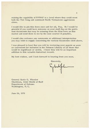 Lot #87 Lyndon B. Johnson: LBJ, with the Vietnam War still raging, points to 1968 decisions in response to Nixon?s ?Vietnamization? - Image 3