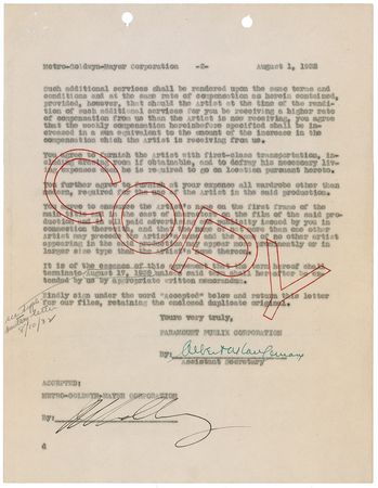 Lot #1202 Irving Thalberg Signed Document - Image 2
