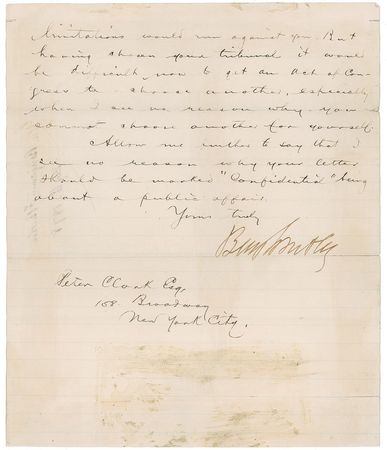 Lot #426 Benjamin Butler Signed Letter - Image 2