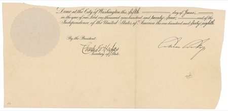 Lot #29 Calvin Coolidge White House Card and