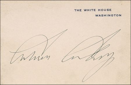 Lot #29 Calvin Coolidge White House Card and Signature - Image 2