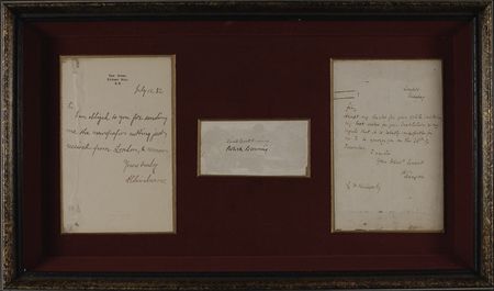 Lot #674 Literary Titans: Elizabeth Barrett and Robert Browning on one page; flanked by Tennyson and Swinburne - Image 1