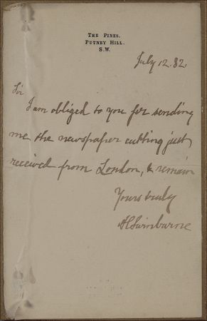 Lot #674 Literary Titans: Elizabeth Barrett and Robert Browning on one page; flanked by Tennyson and Swinburne - Image 2