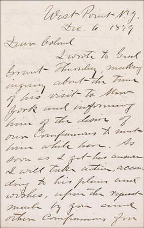 Lot #472 John M. Schofield: West Point’s superintendent writes of plans to meet his former commander, U. S. Grant - Image 1