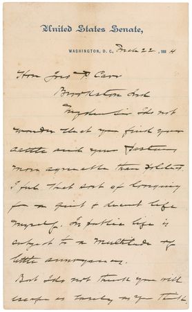 Lot #61 Benjamin Harrison: “My life here is more of excruciating annoyances” - Image 1
