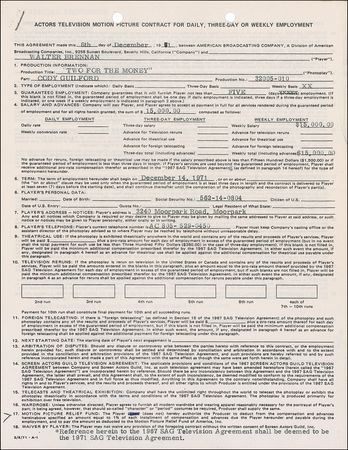 Lot #989 Walter Brennan Signed Document - Image 1