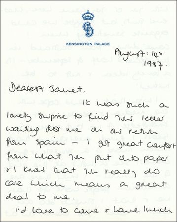 Lot #258 Diana: A struggling princess tells her confidant “I wish that I could cope with the media and people's thirst for knowledge of us