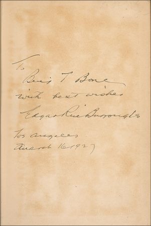 Lot #611 Edgar Rice Burroughs: Burroughs presents a copy of Tarzan and the Golden Lion to an admirer - Image 1