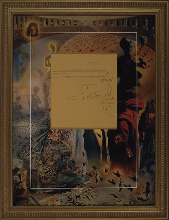 Lot #629 Salvador Dali: The surrealist adds a crowning touch to his name amidst a compliment for sharing one?s ?rich experience? with others - Image 1