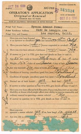 Lot #1154 Tyrone Power: Power gets his license - Image 1