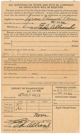 Lot #1154 Tyrone Power: Power gets his license - Image 2