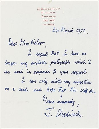 Lot #224 James Chadwick - Image 1