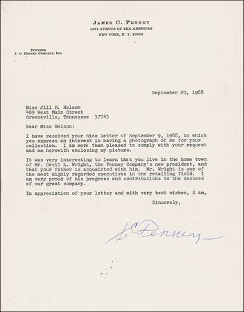 Lot #364 J. C. Penney Photograph and Letter - Image 2