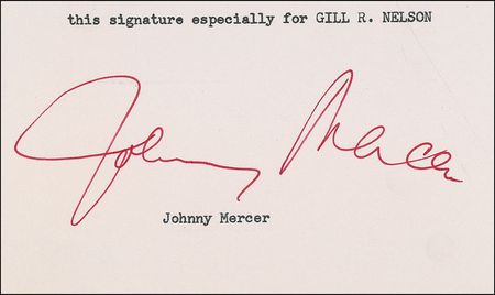 Lot #922 Johnny Mercer Photograph and Signature - Image 2