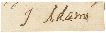 Lot #2 John Adams: The 90-year-old patriot signs