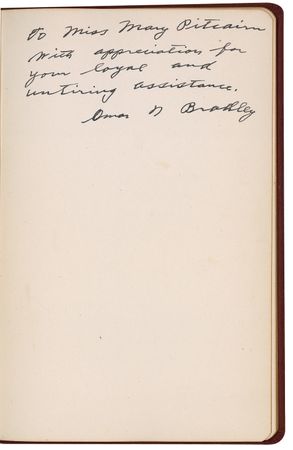 Lot #420 Omar Bradley: America’s last Five-Star General inscribes his Memorial Day address to his secretary. - Image 1
