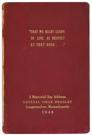 Lot #420 Omar Bradley: America’s last Five-Star General inscribes his Memorial Day address to his secretary. - Image 2