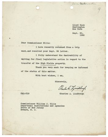 Lot #551 Charles Lindbergh: Lindbergh converts the tragic scene of his son?s kidnapping to aid generations of troubled youths - Image 1