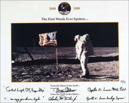 Lot #497 Apollo 11: Aldrin and Duke First Words Spoken Ltd Edition Print - Image 1