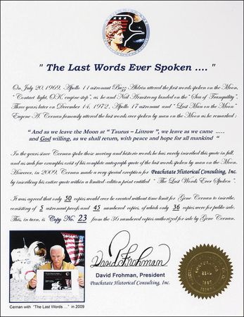 Lot #500 Apollo 17: Gene Cernan 