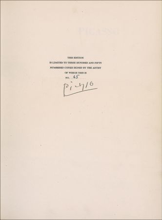 Lot #654 Pablo Picasso: The co-founder of Cubism signs a limited edition book of his World War II-era works - Image 1