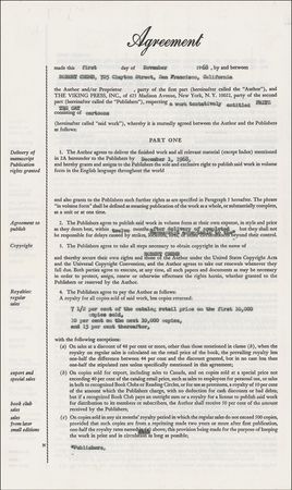 Lot #700 Robert Crumb: The underground cartoonist’s early contract for the controversial Fritz the Cat - Image 1